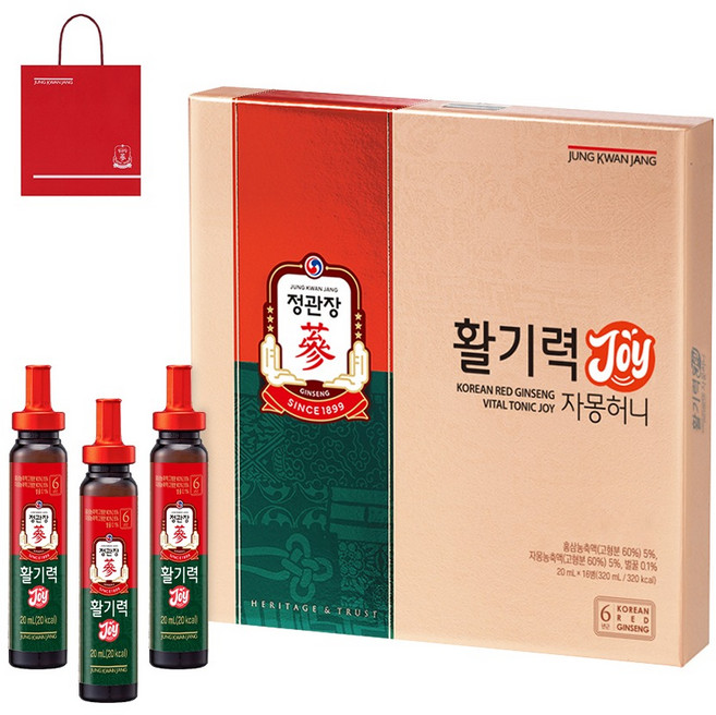 정관장 정품 활기력 JOY + 쇼핑백, 20ml, 16개