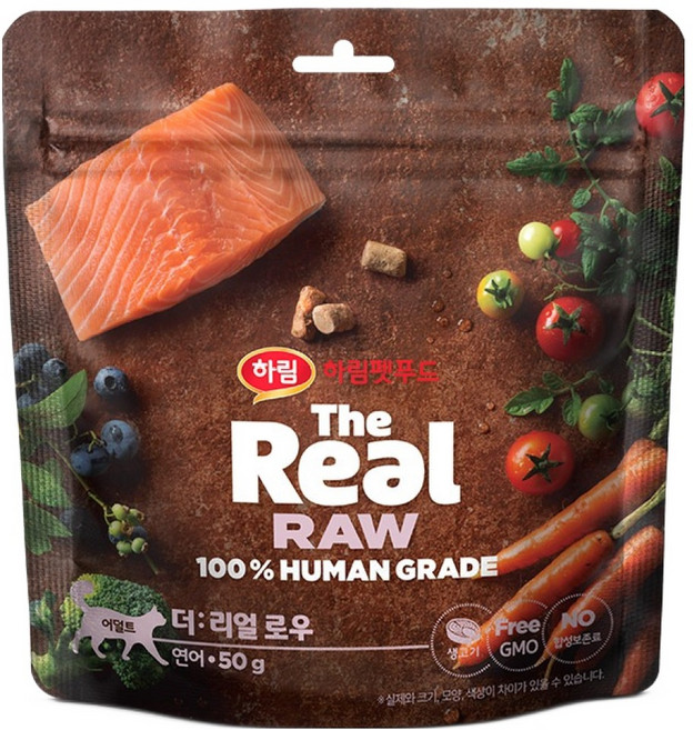 하림펫푸드 어덜트 더리얼 로우 캣 건식사료, 연어, 50g, 1개