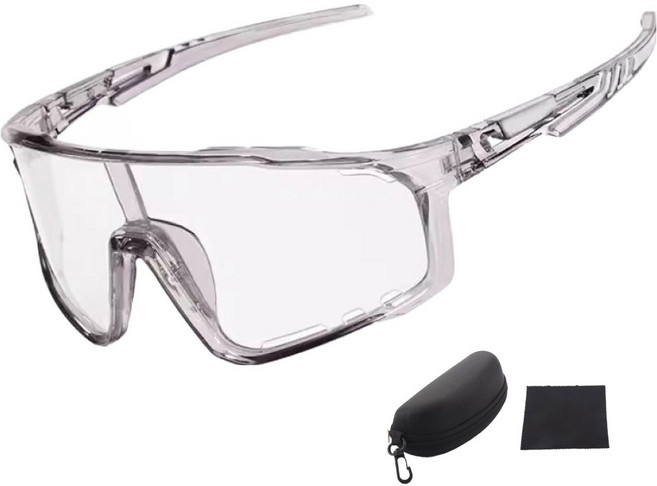 코리드리 사이클링 방풍 고글 보안경 + 안경 케이스 + 안경닦이 세트, 그레이, 1세트