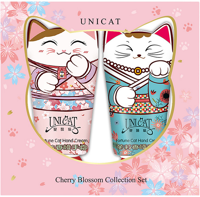 UNICAT 變臉貓 招財貓花漾護手霜禮盒 2支, 1個, 40ml