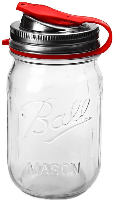 Ball 梅森 隨行玻璃梅森罐 窄口徑 紅色 32oz, 1個, 950ml