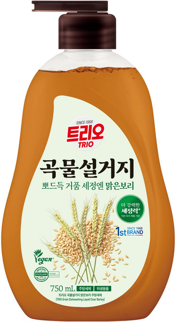 트리오 곡물설거지 맑은보리 주방세제, 750ml, 1개