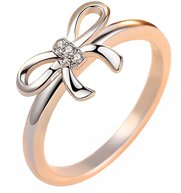 Sayaka 紗彌佳 情緣蝴蝶結立體造型鑲鑽戒指