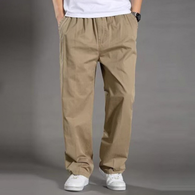 Goodif 男士寬鬆直筒大尺碼棉質長褲