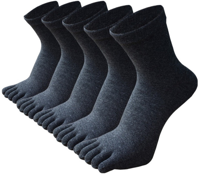 컴피크 남성용 베이직 면 중목 발가락 양말 5p 세트