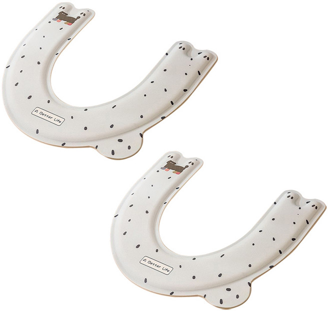 오엔리빙 사계절용 U자형 변기 시트 쿠션 커버 손잡이, 그레이블루, 2개