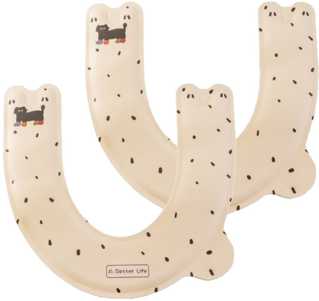 오엔리빙 사계절용 U자형 변기 시트 쿠션 커버 손잡이, 베이지, 2개