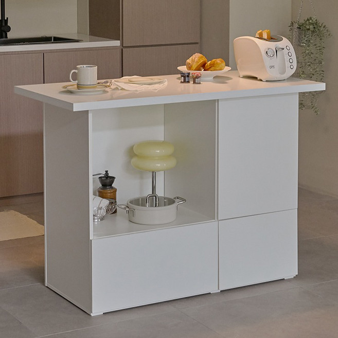 도모디자인 도모 프리모 수납 아일랜드 테이블 1200 방문설치, 화이트