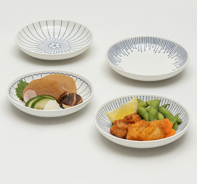 메종오브제 모루 일본풍 도자기 앞접시 세트, 1세트, 4종, 단포포 + 하나 + 사쿠라 + 시즈쿠