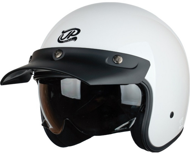 제이피엑스 시그니처 OP 오픈페이스 바이크 클래식 패션 오토바이 모자챙 헬멧, 유광화이트