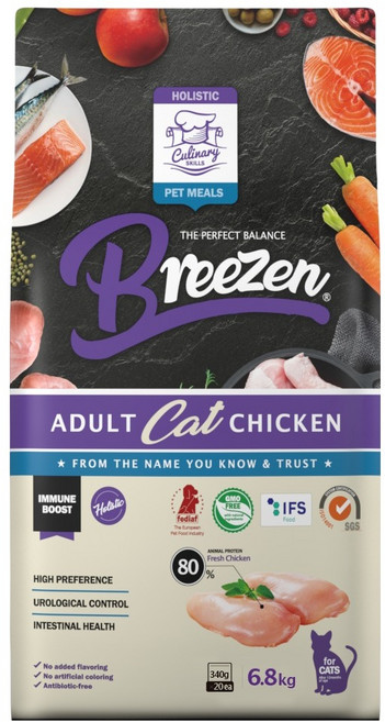 브리젠 홀리스틱 등급 어덜트캣 치킨 고양이 사료, 6.8kg, 1개, 장건강/유산균