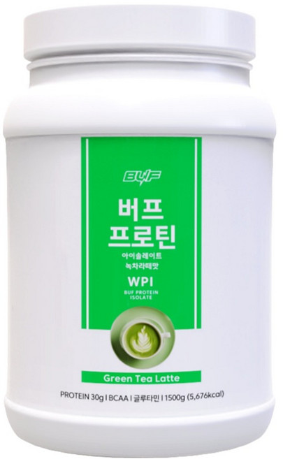 버프 프로틴 아이솔레이트 WPI 100% 유청 단백질 보충제 파우더 녹차 라떼 맛, 1개, 1.5kg