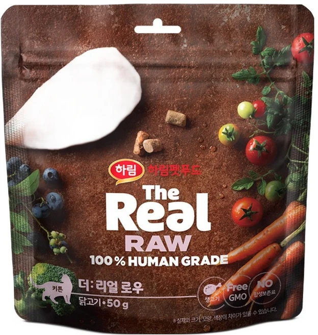 하림펫푸드 키튼 캣 더리얼 로우 동결건조 사료, 닭, 50g, 1개 - 쿠팡