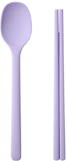 이지실리 유아동 스퀘어 실리콘 디저트 수저세트, 퍼플, 1세트, 숟가락 + 젓가락