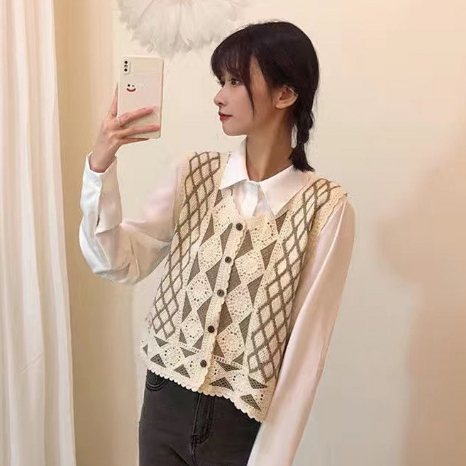 Elsso 蕾絲鉤針針織背心