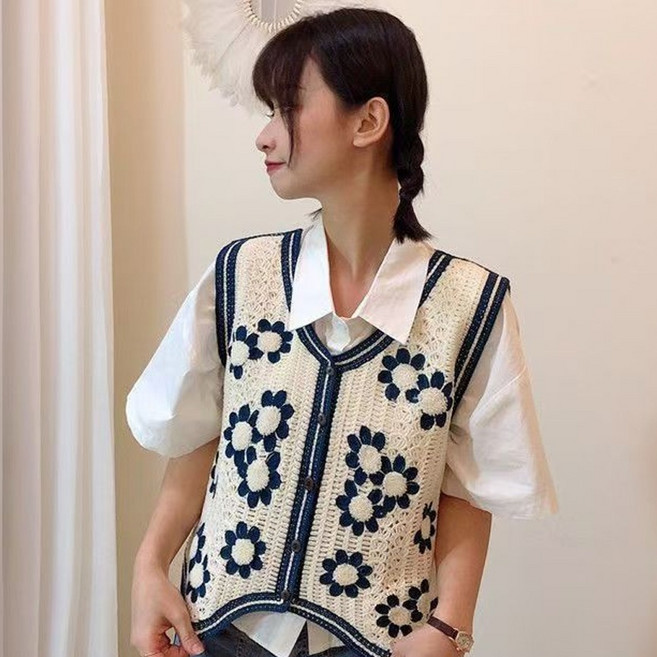Elsso 蕾絲鉤針針織背心