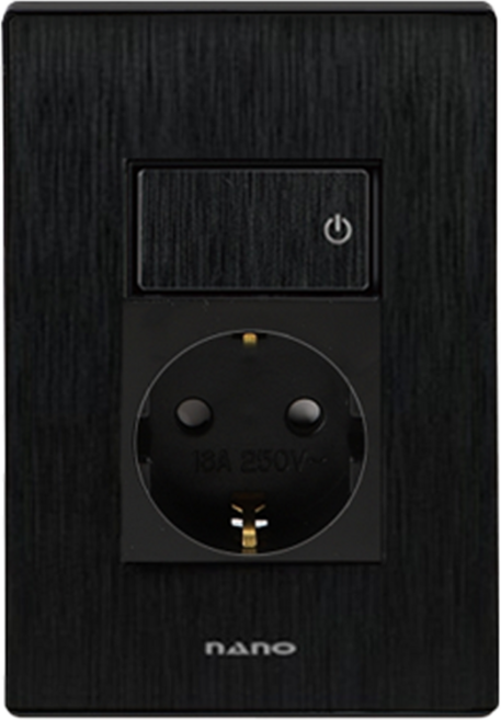 나노전기 아트2 SIMPLE 스위치부 1구 콘센트 올블랙, 1개