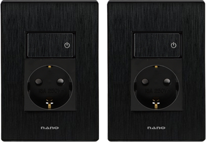 나노전기 아트2 심플 스위치부 1구 콘센트 올블랙, 2개