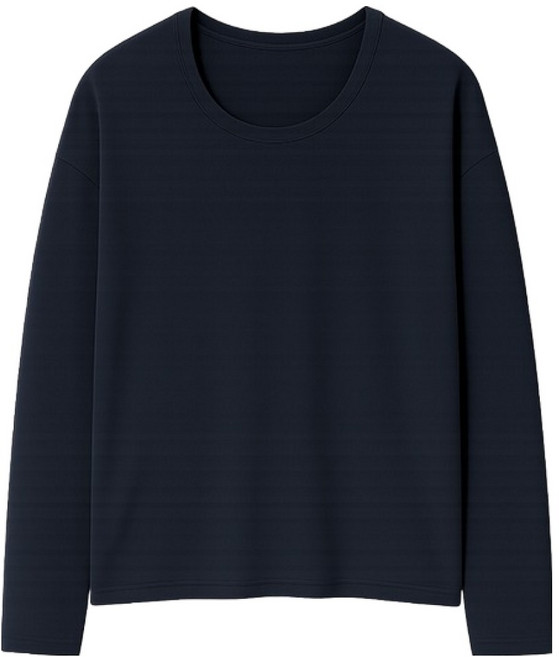 플레이즈 남성용 유넥 오버핏 실켓 긴팔 티셔츠