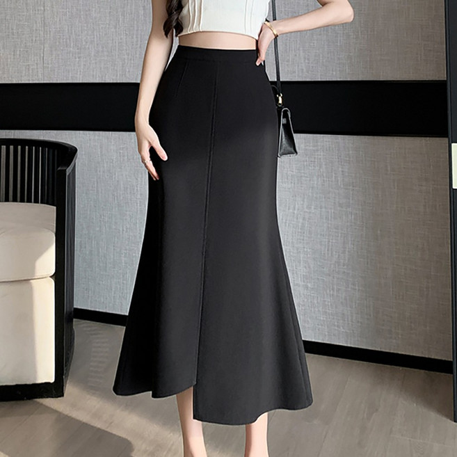 페이퍼먼츠 절개라인 언발 머메이드 롱 스커트 11698