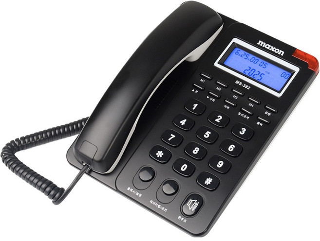 맥슨 CID 유선전화기 블랙, MS-382