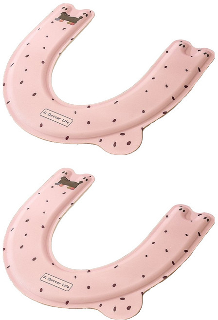 오엔리빙 사계절용 U자형 변기 시트 쿠션 커버 손잡이 2p 세트, 핑크, 1세트