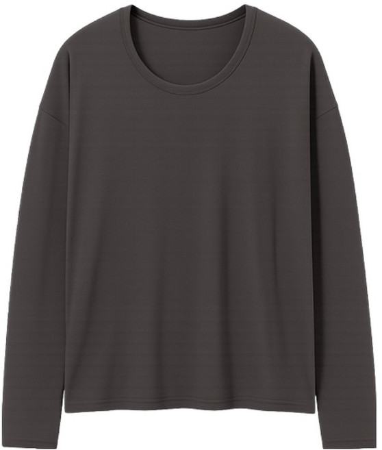 플레이즈 남성용 유넥 오버핏 실켓 긴팔 티셔츠