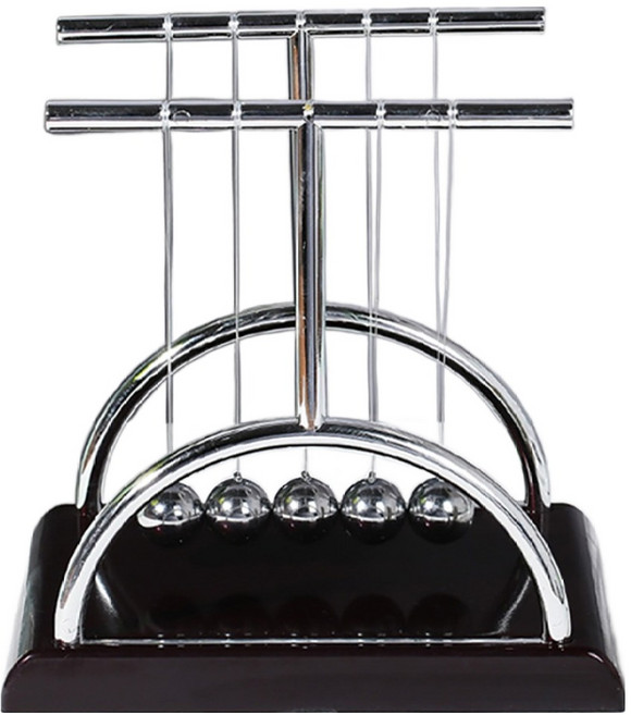 통큰창고 무게중심 벨런스볼 뉴턴진자운동 브라운 + 실버 대 17.8 x 14.5 x 17 cm, 1개