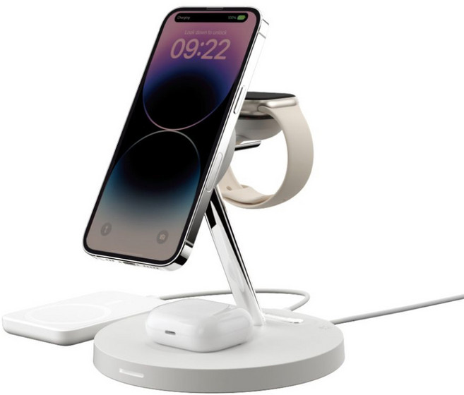 SwitchEasy 魚骨牌 MagSafe MagPower 四合一磁吸無線充電支架 充電座, 白色, 1個