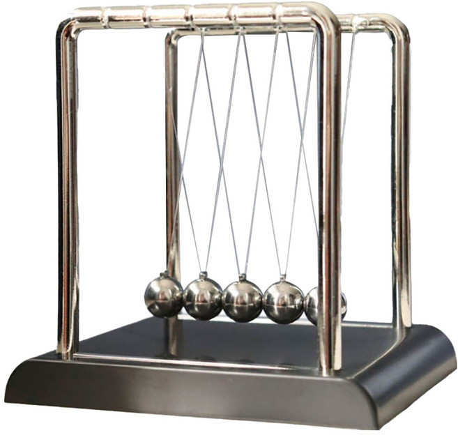 통큰창고 무한동력 뉴턴진자운동 블랙 + 실버스퀘어 9 x 7 x 9 cm, 1개