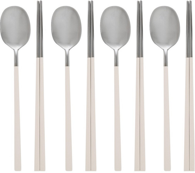 코스틱 제이테이블 프리미엄 스텐316 더 달콤 수저 4인 세트, 베이지, 1세트, 숟가락 4p + 젓가락 4벌