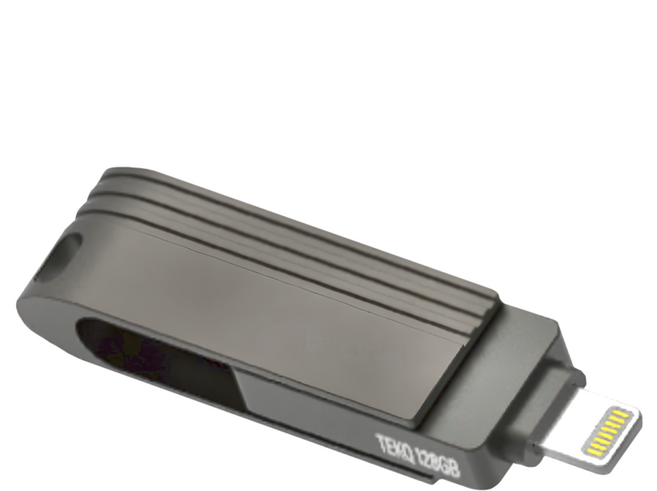 TEKQ 樂都國際 CooDisk 雙向隨身碟 Lightning/type-C雙接頭 iPhone 備份隨身碟 條紋消光灰, 1個, 512GB