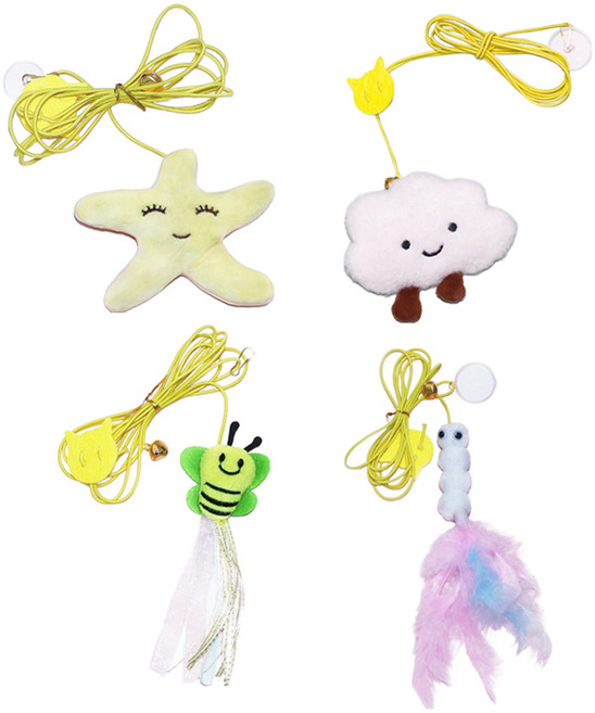 케리빙 고양이 모빌 인형 4종 세트, 혼합색상, 1세트