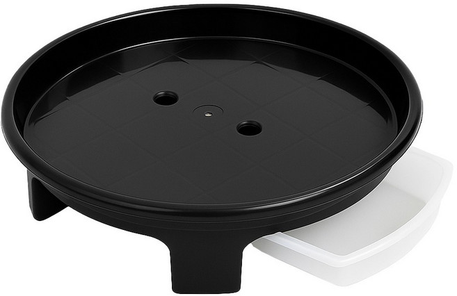 식스파머스 튼튼한 프리미엄 서랍식 물받침형 원형 화분 받침, 흑색 6호, 1개