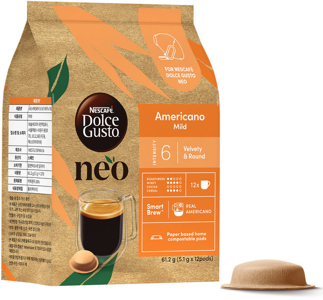돌체구스토 네오 아메리카노 마일드 캡슐커피, 5.1g, 12개입, 1개