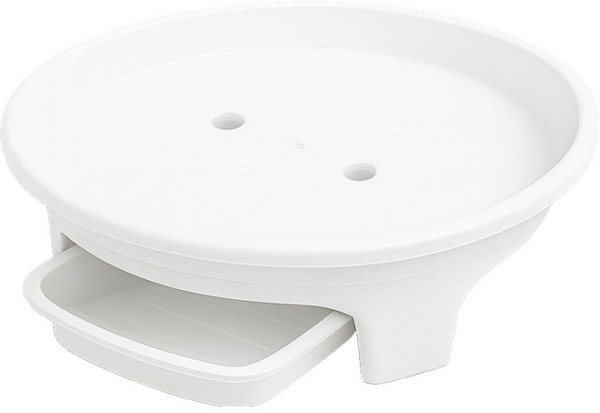 식스파머스 튼튼한 프리미엄 서랍식 물받침형 원형 화분 받침, 백색 6호, 1개