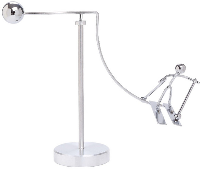 통큰창고 무한동력 책상장식용 뉴턴진자운동, 실버 스키 타입5