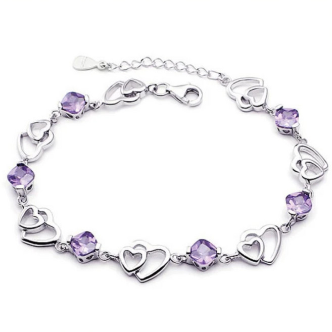 Sayaka 紗彌佳 純銀紫色情迷雙心手鍊