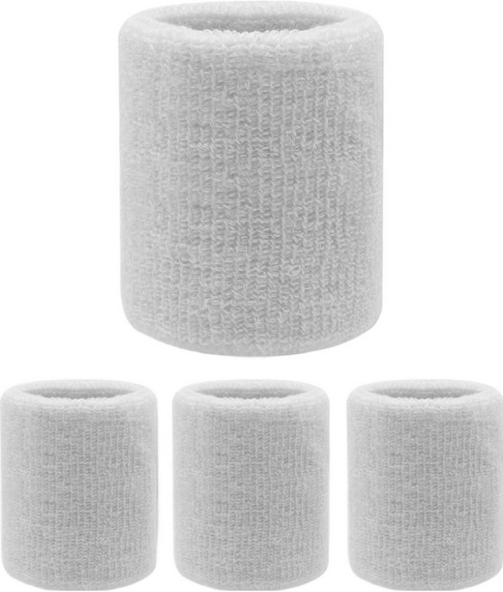 아워웍스 폴리에스터 땀흡수 스포츠 손목아대, 화이트, 4개