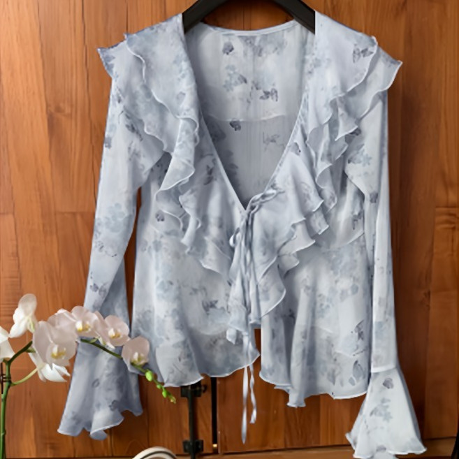 LUNA GIRL 女款 Bizon 荷葉邊襯衫 L25FBL073112