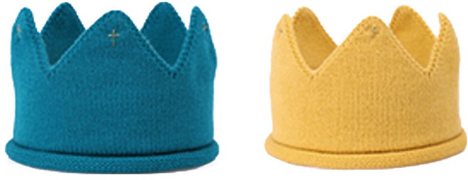 JOYMULTI 兒童 D-Day 皇冠針織王冠髮帶 2入