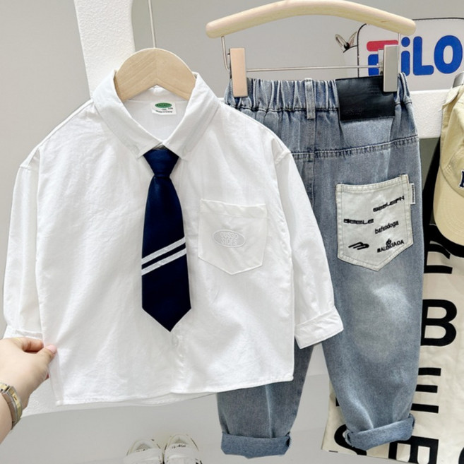 베베몽스토리 두줄 넥타이 + 남방 세트