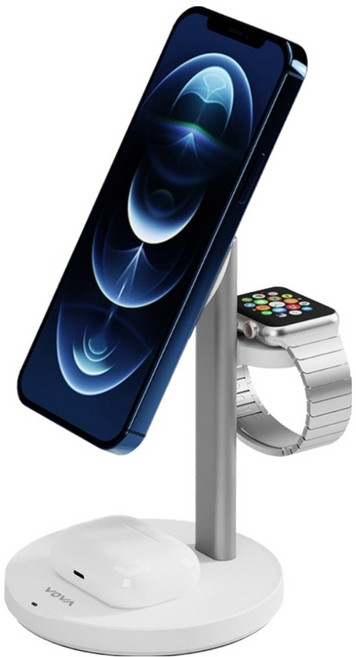 보바 3in1 맥세이프 고속 무선충전기 거치대 VA-301, 화이트, 1개