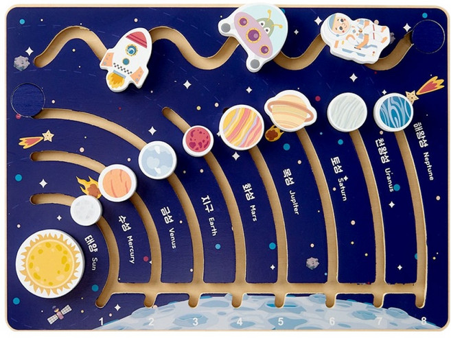 투키토이 원목 매칭 퍼즐 태양계 세트, 1세트