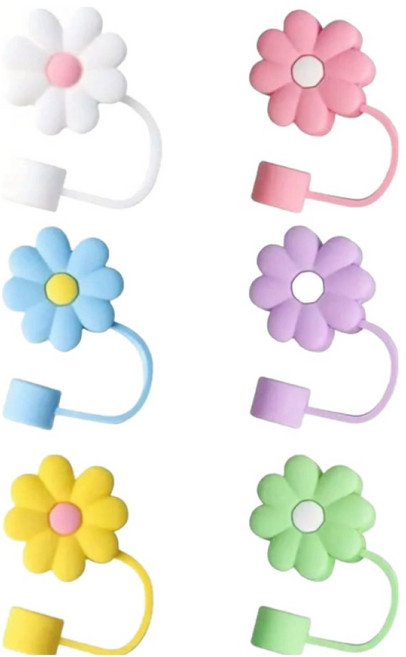 텀블러전용 간편 밀착형 빨대마개 6종 세트 10mm 2데이플라워, 1세트