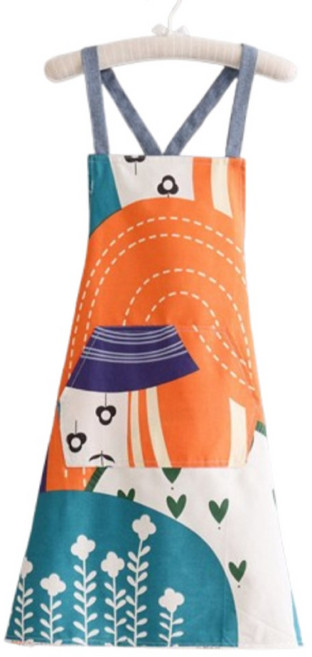 헤세이 가벼운 코튼 원피스 주방 앞치마, 패턴D, 1개