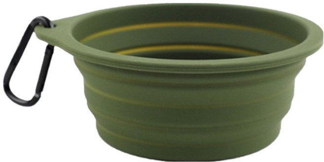 파스텔펫 반려동물 휴대용 캠핑용 식기 600ml, 카키, 1개