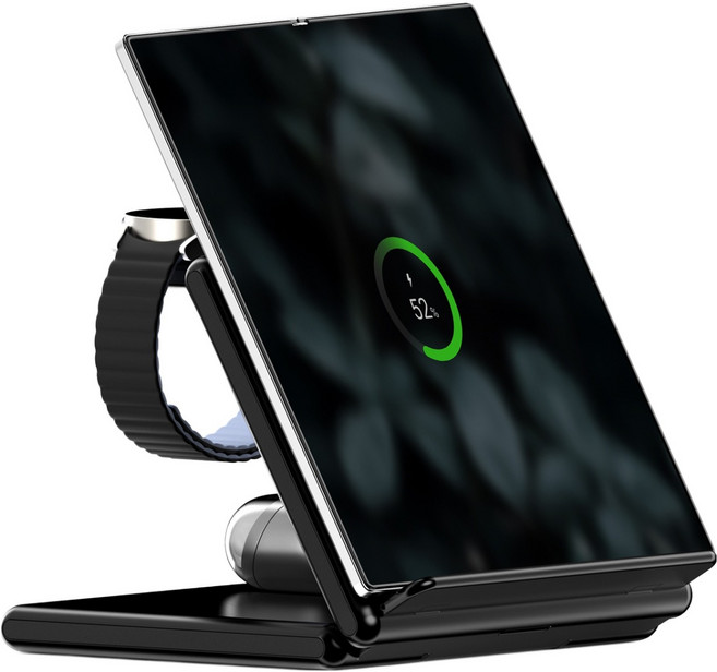 케이맥스 갤럭시 워치 버즈 호환 3 in 1 휴대폰 고속 무선 충전 거치대, 블랙, 1개