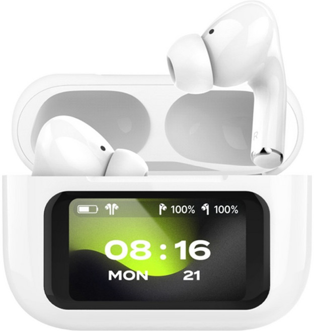 스마텍 LCD 터치스크린 블루투스 이어셋, STBT-TW6500LCD, 화이트