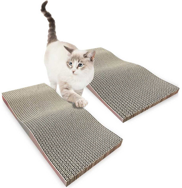 네이처펫 고양이 키튼용 곡선형 보드 스크래처, 혼합색상, 2개